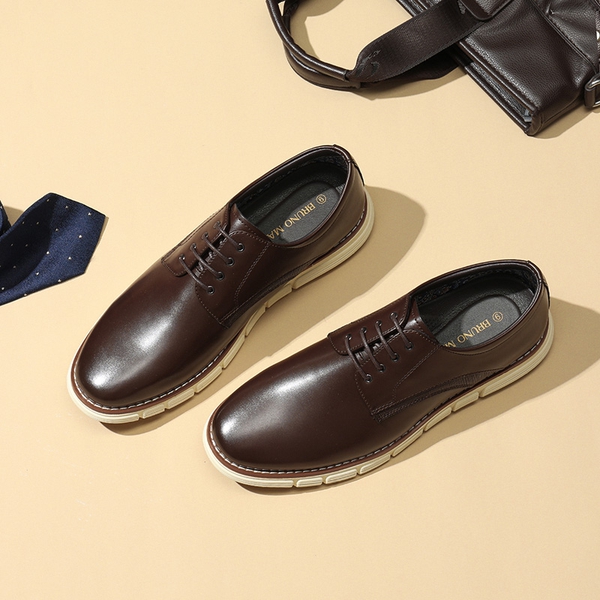 [CrossFlex NeatPolish] Men's Wide Width Non-Slip Dress Sneakers - DARK BROWN - 8